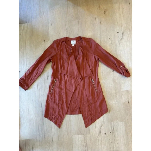 Eliane Rose Waterfall Open Flowy Cardigan NWOT Burnt Orange M - Picture 6 of 9